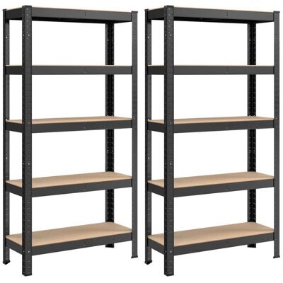 Étagère de Rangement 5 Niveaux Lot de 2 - SONGMICS - 650 kg - Réglable - Style Industriel - Noir Noir - Publicité Étagère de Rangement 5 Niveaux Lot de 2 - SONGMICS - 650 kg - Réglable - Style Industriel - Noir Noir - Publicité
