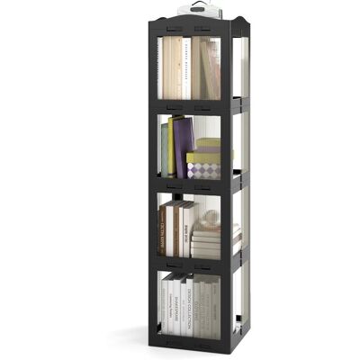 Bibliothèque à 4 Niveaux Rotative à 360° COSTWAY 141 cm Étagère dAngle Pliante de Sol Translucide pour Salon Chambre Bureau Noir Noir - Publicité Bibliothèque à 4 Niveaux Rotative à 360° COSTWAY 141 cm Étagère dAngle Pliante de Sol Translucide pour Salon Chambre Bureau Noir Noir - Publicité