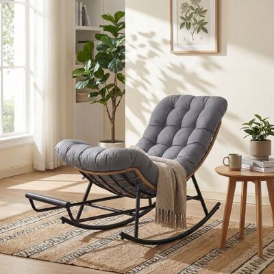 VASAGLE Fauteuil avec Repose-Pieds Extensible Coussin Amovible Structure en Acier Supporte 136 kg Gris Gris - Publicité VASAGLE Fauteuil avec Repose-Pieds Extensible Coussin Amovible Structure en Acier Supporte 136 kg Gris Gris - Publicité