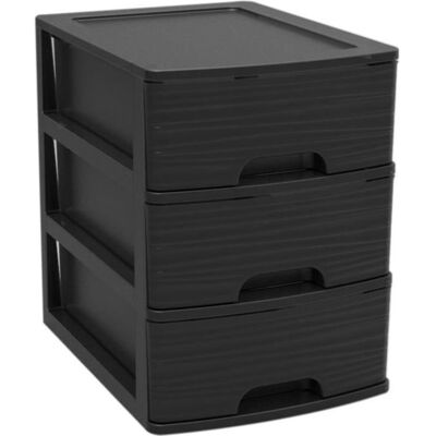 EDA Meuble de rangement à roulettes 3 tiroirs Stone A5 - 25 L - Noir Noir - Publicité EDA Meuble de rangement à roulettes 3 tiroirs Stone A5 - 25 L - Noir Noir - Publicité