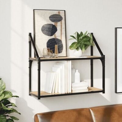 vidaXL Étagère murale 2 niveaux chêne sonoma 60x21x51 cm 835460 Noir - Publicité vidaXL Étagère murale 2 niveaux chêne sonoma 60x21x51 cm 835460 Noir - Publicité