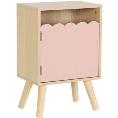 SWEEEK Table de chevet enfant décor bois rose 1 porte. pieds bois de pin - 34 x 23.5 x 52 cm - Azur Rose - Publicité SWEEEK Table de chevet enfant décor bois rose 1 porte. pieds bois de pin - 34 x 23.5 x 52 cm - Azur Rose - Publicité