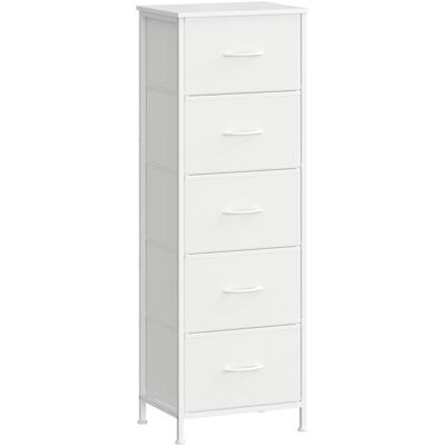 SONGMICS Commode 5 Tiroirs en Tissu Non-tissé pour Chambre Blanc Blanc - Publicité SONGMICS Commode 5 Tiroirs en Tissu Non-tissé pour Chambre Blanc Blanc - Publicité