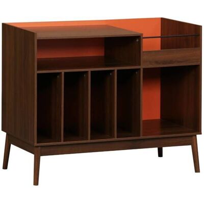 SWEEEK Meuble vinyle vintage bicolore décor bois et fond coloré 100cm orange - Nepal Orange - Publicité SWEEEK Meuble vinyle vintage bicolore décor bois et fond coloré 100cm orange - Nepal Orange - Publicité