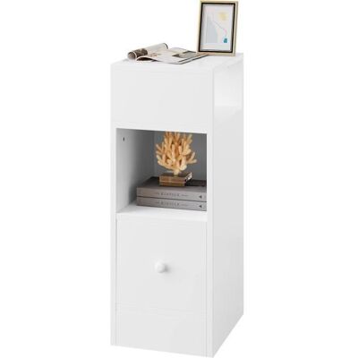 EUGAD Table de Chevet ÉtroiteMeuble de Rangement Compacteavec 2 Compartiments Ouverts et 1 Tiroir25x30x66cmBlanc 0179ZZ Blanc - Publicité EUGAD Table de Chevet ÉtroiteMeuble de Rangement Compacteavec 2 Compartiments Ouverts et 1 Tiroir25x30x66cmBlanc 0179ZZ Blanc - Publicité
