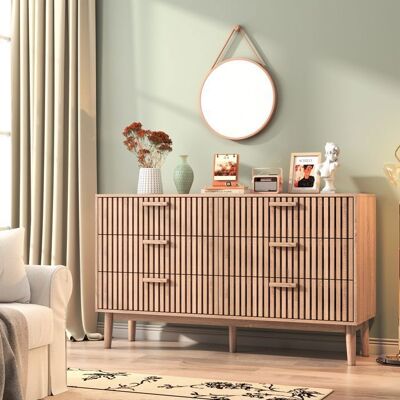 KILISKY Commode de chambre avec 6 tiroirs/ 100x34x73cm-Couleur naturelle - Meuble de bureau/salon - Meuble de rangement Marron - Publicité KILISKY Commode de chambre avec 6 tiroirs/ 100x34x73cm-Couleur naturelle - Meuble de bureau/salon - Meuble de rangement Marron - Publicité
