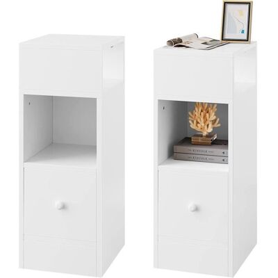 EUGAD 2x Table de Chevet ÉtroiteMeuble de Rangement Compacteavec 2 Compartiments Ouverts et 1 Tiroir25x30x66cmBlanc 0179ZZ-2 Blanc - Publicité EUGAD 2x Table de Chevet ÉtroiteMeuble de Rangement Compacteavec 2 Compartiments Ouverts et 1 Tiroir25x30x66cmBlanc 0179ZZ-2 Blanc - Publicité