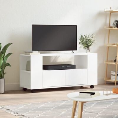 vidaXL Meuble TV blanc 102x345x43 cm bois dingénierie 833742 Blanc - Publicité vidaXL Meuble TV blanc 102x345x43 cm bois dingénierie 833742 Blanc - Publicité