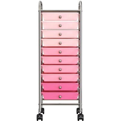 Chariot de rangement à tiroirs - WIENS - 10 tiroirs - Ombre rose - 32x36.5x90 cm - Plastique et chrome Rose - Publicité Chariot de rangement à tiroirs - WIENS - 10 tiroirs - Ombre rose - 32x36.5x90 cm - Plastique et chrome Rose - Publicité