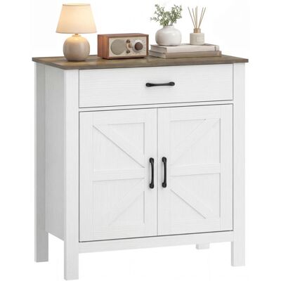 Buffet salon - HOMCOM - 2 portes de grange tiroir et étagère réglable - style rustique - bois - 77x393x815cm - blanc et marron Blanc - Publicité Buffet salon - HOMCOM - 2 portes de grange tiroir et étagère réglable - style rustique - bois - 77x393x815cm - blanc et marron Blanc - Publicité