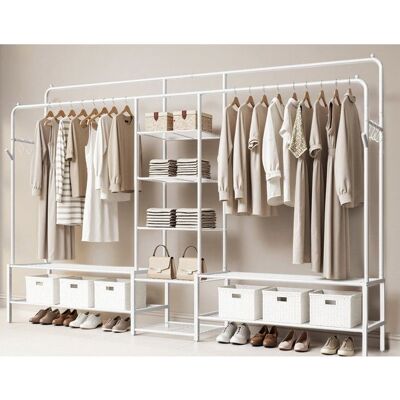 SONGMICS Portant à Vêtements Armoire Ouverte Portemanteau avec 9 Étagères Tringle à vêtements Blanc Blanc - Publicité SONGMICS Portant à Vêtements Armoire Ouverte Portemanteau avec 9 Étagères Tringle à vêtements Blanc Blanc - Publicité