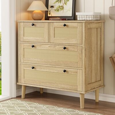 NECHE Commode Rustique avec 4 Tiroirs en rotinMeuble de rangementPieds en bois massifBuffet et enfilade 80x40x80 cm Marron - Publicité NECHE Commode Rustique avec 4 Tiroirs en rotinMeuble de rangementPieds en bois massifBuffet et enfilade 80x40x80 cm Marron - Publicité