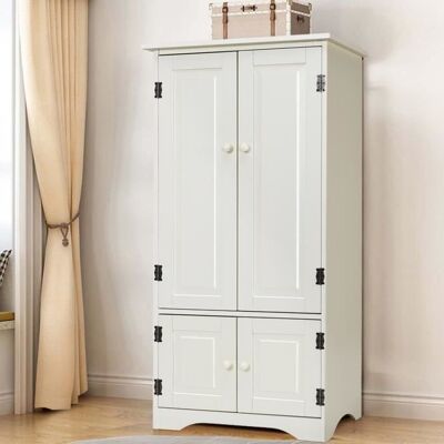 GIANTEX Armoire avec 2 Portes+2 Étagères Réglables à 5 Positionspour ChambreSalonSalle de BainStyle Vintage56x30x123cmBlanc Blanc - Publicité GIANTEX Armoire avec 2 Portes+2 Étagères Réglables à 5 Positionspour ChambreSalonSalle de BainStyle Vintage56x30x123cmBlanc Blanc - Publicité