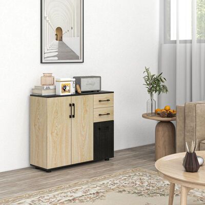 Generic Meuble buffet de rangement cuisine 2 placards étagère réglable 2 tiroirs 90 x 30 x 755 cm naturel noir Noir - Publicité Generic Meuble buffet de rangement cuisine 2 placards étagère réglable 2 tiroirs 90 x 30 x 755 cm naturel noir Noir - Publicité