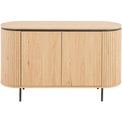 CALICOSY - Buffet 2 Portes avec Effet Rainuré L120 cm - MALAGA - Bois clair Beige - Publicité CALICOSY - Buffet 2 Portes avec Effet Rainuré L120 cm - MALAGA - Bois clair Beige - Publicité