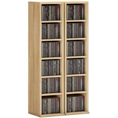 Armoire de rangement CD-DVD - HOMCOM - 6 + 6 compartiments - capacité max. 204 CD - 21 x 225 x 885 cm - chêne Beige - Publicité Armoire de rangement CD-DVD - HOMCOM - 6 + 6 compartiments - capacité max. 204 CD - 21 x 225 x 885 cm - chêne Beige - Publicité