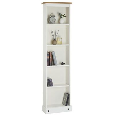 Idimex Bibliothèque CAMPO étagère en bois style mexicain avec 4 tablettes en pin massif lasuré blanc et brun Blanc - Publicité Idimex Bibliothèque CAMPO étagère en bois style mexicain avec 4 tablettes en pin massif lasuré blanc et brun Blanc - Publicité
