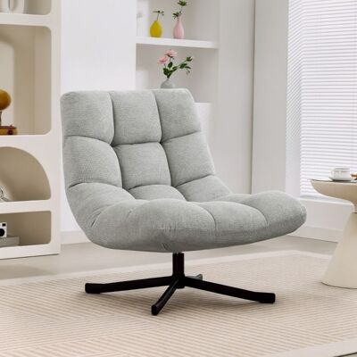 Generic Fauteuil pivotant à assise large aspect chenille déperlant pieds croisés en acier gris clair - Publicité Generic Fauteuil pivotant à assise large aspect chenille déperlant pieds croisés en acier gris clair - Publicité