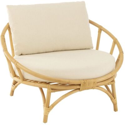 J-LINE Fauteuil Rond Rotin & Coussin Howard 98cm Naturel Beige - Publicité J-LINE Fauteuil Rond Rotin & Coussin Howard 98cm Naturel Beige - Publicité