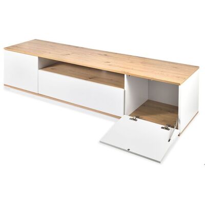 MENZZO Meuble TV au design linéaire Iliade L180cm Bois clair et Blanc Blanc - Publicité MENZZO Meuble TV au design linéaire Iliade L180cm Bois clair et Blanc Blanc - Publicité