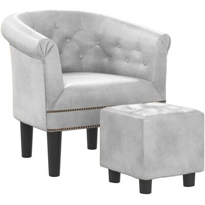 VIDAXL KENNETH@Fauteuil pour relax/Siège ergonomique - single chair - avec repose-pied argenté similicuir CL23926 Gris - Publicité VIDAXL KENNETH@Fauteuil pour relax/Siège ergonomique - single chair - avec repose-pied argenté similicuir CL23926 Gris - Publicité