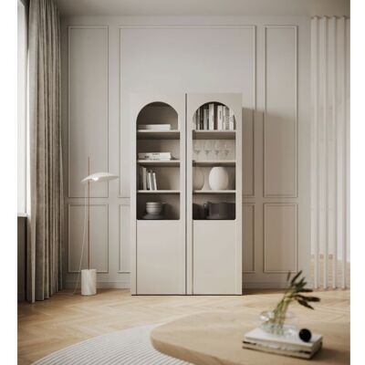 Vitrine avec portes cintrées et façades en verre – SELSEY ARKADIA – 100 cm – gris cachemire Gris - Publicité Vitrine avec portes cintrées et façades en verre – SELSEY ARKADIA – 100 cm – gris cachemire Gris - Publicité