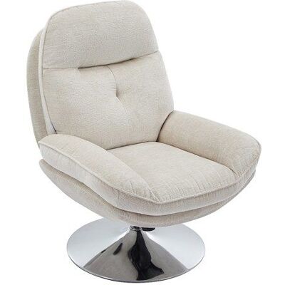 VENTE-UNIQUE Fauteuil pivotant en tissu texturé beige ILMACA Beige - Publicité VENTE-UNIQUE Fauteuil pivotant en tissu texturé beige ILMACA Beige - Publicité
