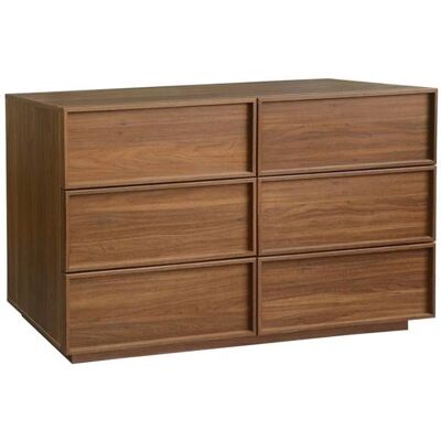 SWEEEK Commode de rangement effet bois 6 tiroirs noyer L 120 x P 43 x H 75cm - Kuba Noir - Publicité SWEEEK Commode de rangement effet bois 6 tiroirs noyer L 120 x P 43 x H 75cm - Kuba Noir - Publicité