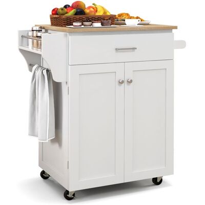 GIANTEX Desserte de Cuisine à Roulettes Étagère Réglable Tiroir Porte-Épices Armoire à Portes Chariot de Service 83x48x91cm Blanc - Publicité GIANTEX Desserte de Cuisine à Roulettes Étagère Réglable Tiroir Porte-Épices Armoire à Portes Chariot de Service 83x48x91cm Blanc - Publicité