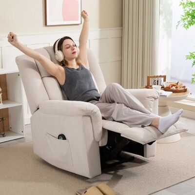 Generic Fauteuil relax électrique massant et chauffant fauteuil inclinable dossier réglable manuellement 85x91x104cm beige Beige - Publicité Generic Fauteuil relax électrique massant et chauffant fauteuil inclinable dossier réglable manuellement 85x91x104cm beige Beige - Publicité