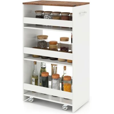GIANTEX Desserte de Cuisine Étroit à Roulettes avec Freins-Chariot de Service à 4 Niveaux avec Poignée-475x30x805cm-Blanc + Marron - Publicité GIANTEX Desserte de Cuisine Étroit à Roulettes avec Freins-Chariot de Service à 4 Niveaux avec Poignée-475x30x805cm-Blanc + Marron - Publicité