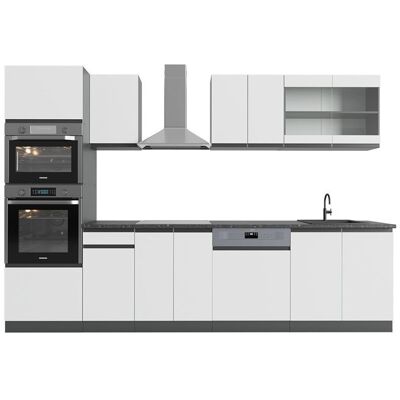 Cuisine R-Line 300cm J-Shape avec armoire haute PT Anthracite Blanc/Anthracite Vicco 43201 Blanc - Publicité Cuisine R-Line 300cm J-Shape avec armoire haute PT Anthracite Blanc/Anthracite Vicco 43201 Blanc - Publicité