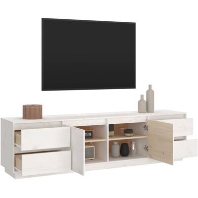 VIDAXL NEUF Armoire TV - Blanc - Meuble TV - TABLE TV - Blanc 176x37x475 cm - Bois de pin massif TT3749 Blanc - Publicité VIDAXL NEUF Armoire TV - Blanc - Meuble TV - TABLE TV - Blanc 176x37x475 cm - Bois de pin massif TT3749 Blanc - Publicité