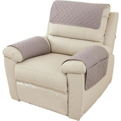 Housse de Fauteuil 1 Place - MARQUE - Réversible - Imperméable - Polyester - Gris clair Beige - Publicité Housse de Fauteuil 1 Place - MARQUE - Réversible - Imperméable - Polyester - Gris clair Beige - Publicité