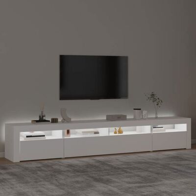 VIDAXL NEW MEUBLE HI-FI - Blanc - Armoire TV - Meuble TV avec lumières LED - avec étagères - Blanc 240x35x40 cm_5995 Blanc - Publicité VIDAXL NEW MEUBLE HI-FI - Blanc - Armoire TV - Meuble TV avec lumières LED - avec étagères - Blanc 240x35x40 cm_5995 Blanc - Publicité
