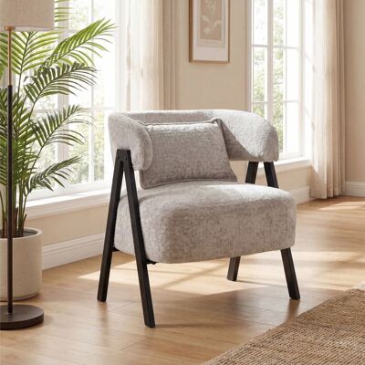 GIANTEX Fauteuil de Salon Rembourré avec Dossier Incurvé et Coussin LombairePieds Métalliques65x62x725cmCharge 150KGGris Gris - Publicité GIANTEX Fauteuil de Salon Rembourré avec Dossier Incurvé et Coussin LombairePieds Métalliques65x62x725cmCharge 150KGGris Gris - Publicité