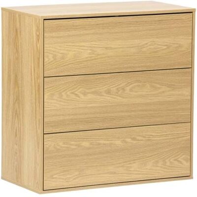 SWEEEK Commode. module de rangement décor bois chêne 3 tiroirs - Kompo Marron - Publicité SWEEEK Commode. module de rangement décor bois chêne 3 tiroirs - Kompo Marron - Publicité
