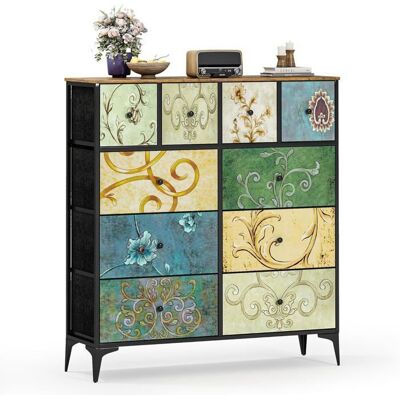 WUMAGIN Commode à 10 tiroirs en tissu à trois niveaux buffet avec structure en acier robuste pour petits espaces pour chambres salons - Publicité WUMAGIN Commode à 10 tiroirs en tissu à trois niveaux buffet avec structure en acier robuste pour petits espaces pour chambres salons - Publicité