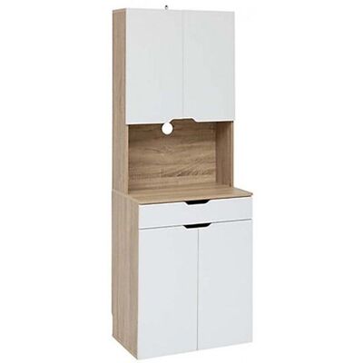 PEGANE Buffet de cuisine avec 2 placards et 1 tiroir coloris chêne/blanc - Longueur 60 x Profondeur 40 x Hauteur 170 cm Blanc - Publicité PEGANE Buffet de cuisine avec 2 placards et 1 tiroir coloris chêne/blanc - Longueur 60 x Profondeur 40 x Hauteur 170 cm Blanc - Publicité