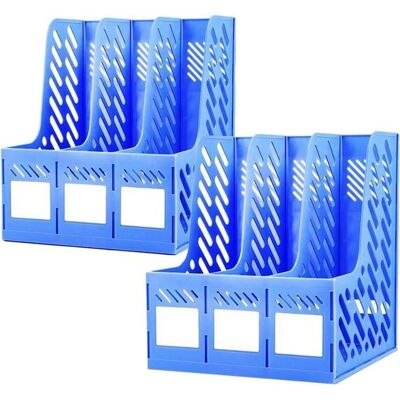 2PCS Boîte de Rangement en Plastique Range Document Organisateur de Bureau Boîte Trieur Porte-Revues Dossiers.(3 Compartiments) Bleu - Publicité 2PCS Boîte de Rangement en Plastique Range Document Organisateur de Bureau Boîte Trieur Porte-Revues Dossiers.(3 Compartiments) Bleu - Publicité