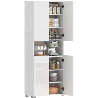 Armoire de cuisine - HOMCOM - 4 portes à fermeture douce et étagères réglables - MDF - 68x34x180cm - blanc brillant Blanc - Publicité Armoire de cuisine - HOMCOM - 4 portes à fermeture douce et étagères réglables - MDF - 68x34x180cm - blanc brillant Blanc - Publicité