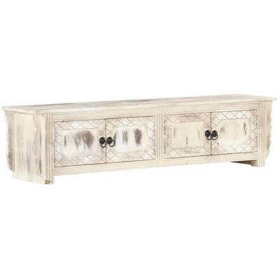 vidaXL Meuble TV Blanc 140x30x35 cm Bois massif de manguier 286388 Blanc - Publicité vidaXL Meuble TV Blanc 140x30x35 cm Bois massif de manguier 286388 Blanc - Publicité