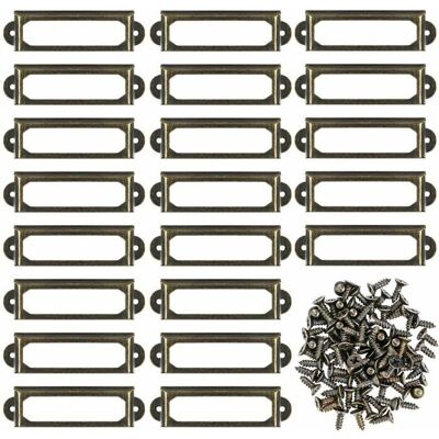 RWOYTHK Lot de 50 porte-étiquettes en métal pour meubles tiroirs armoires cartes plaques signalétiques cadre avec vis pour bureau bib - Publicité RWOYTHK Lot de 50 porte-étiquettes en métal pour meubles tiroirs armoires cartes plaques signalétiques cadre avec vis pour bureau bib - Publicité