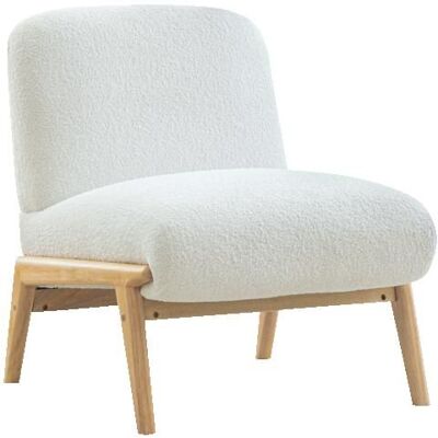 Fauteuil relax blanc cassé -Tissu velours et pieds en bois massif -Sans accoudoirsdesign scandinave pour salon/chambre/balcon Blanc - Publicité Fauteuil relax blanc cassé -Tissu velours et pieds en bois massif -Sans accoudoirsdesign scandinave pour salon/chambre/balcon Blanc - Publicité