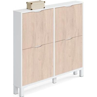 PEGANE Commode Meuble à chaussures 4 portes Blanc brillant - effet bois - Hauteur 98 x Longueur 97 x Profondeur 17 cm Blanc - Publicité PEGANE Commode Meuble à chaussures 4 portes Blanc brillant - effet bois - Hauteur 98 x Longueur 97 x Profondeur 17 cm Blanc - Publicité