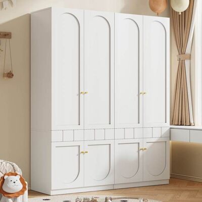 Armoire de rangement - LEMONBEST - Lot de 2 160×50×200 cm - 4 portes battantes - 2 tiroirs push - Blanc laqué Blanc - Publicité Armoire de rangement - LEMONBEST - Lot de 2 160×50×200 cm - 4 portes battantes - 2 tiroirs push - Blanc laqué Blanc - Publicité