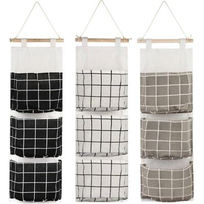 3Pcs Sac de Rangement Suspendu avec 3 Poches(Noir/Gris/Blanc) Étagère Mural en Tissu Panier Pochette de Rangement Organisateur - Publicité 3Pcs Sac de Rangement Suspendu avec 3 Poches(Noir/Gris/Blanc) Étagère Mural en Tissu Panier Pochette de Rangement Organisateur - Publicité