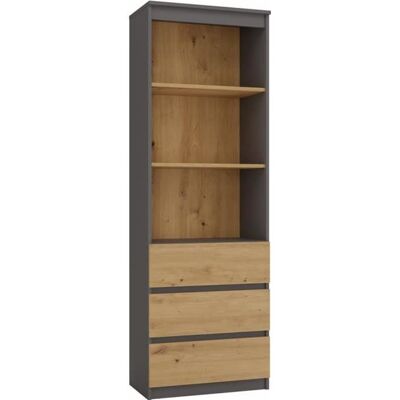 Hucoco Catania - Bibliothèque avec 3 tiroirs et 2 étagères - 180x60x35 - Meubles de rangement - Étagère à livres - Publicité Hucoco Catania - Bibliothèque avec 3 tiroirs et 2 étagères - 180x60x35 - Meubles de rangement - Étagère à livres - Publicité