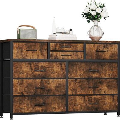 Commode de chambre -GRAVEE-10 tiroirs -en tissu- style moderne- Commode pratique116 x 35 x 80 cm Marron - Publicité Commode de chambre -GRAVEE-10 tiroirs -en tissu- style moderne- Commode pratique116 x 35 x 80 cm Marron - Publicité