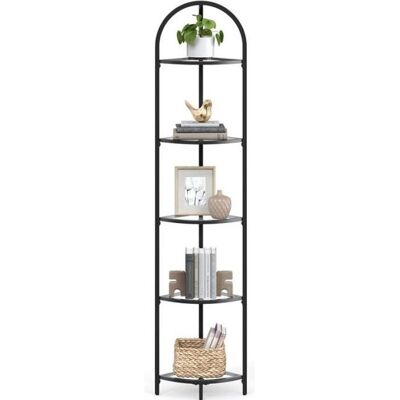 VASAGLE Meuble Étagère Étagère d’Angle à 5 Niveaux Verre Trempé Cadre en Métal pour Salon Cuisine Noir Classique Noir - Publicité VASAGLE Meuble Étagère Étagère d’Angle à 5 Niveaux Verre Trempé Cadre en Métal pour Salon Cuisine Noir Classique Noir - Publicité